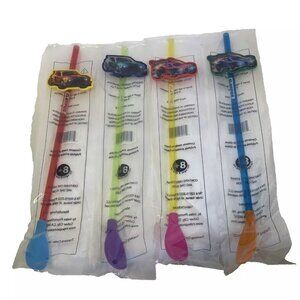 Rocket League Slurpee Cup Straws Set of 4 NEW in Package! Red Green Yellow Blue